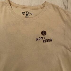 Iron & Resin Short Sleeve Tee in Cream with Brown Logo